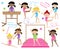 Vector Collection of Cute Female Gymnasts or Dancers