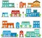 Vector Collection of Cute Fire Station Buildings, Hospitals and Clinics, and Police Stations.