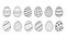 Vector Collection of decorated Easter eggs in doodle style isolated on white background. Bundle of outlined icons with