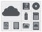 Vector collection of different storage devices, from compact dis