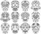 Vector Collection of Doodle Day of the Dead Skulls