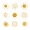 Vector Collection of Doodle Hand Drawn Sun Icons with Handwritten Words, Be Sunny, Good Morning, Stay Positive.