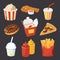 Vector collection of fast food pictures in cartoon style