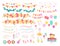 Vector collection of flat decor elements for kids birthday party - balloons, garlands, gift box, candy, pinata, bd cake etc.