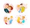 Vector collection of flat happy loving couple illustration