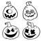 Vector collection of Halloween elements. Pumpkin head emotion set. Vector outlines.