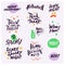 Vector collection of Halloween flat celebration quotes, lettering, phrases and traditional halloween elements spooky party symbols