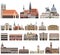 Vector collection of high detailed isolated city halls, landmarks, cathedrals, temples, churches, palaces