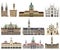Vector collection of high detailed isolated city halls, landmarks, cathedrals, temples, churches, palaces
