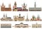 Vector collection of high detailed isolated city halls, landmarks, cathedrals, temples, churches, palaces and other city`s skylin