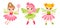 Vector collection of illustrations with fairies. Cute magical girls