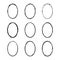 Vector collection of ink-drawn oval grunge frames