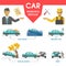 Vector Collection of Insuring Cases of Crashed Car