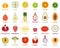 Vector collection of isolated fruits cut in half