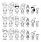 Vector Collection of Line Art Christmas or Holiday Themed Stick Figures