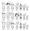 Vector Collection of Line Art Christmas or Holiday Themed Stick Figures