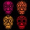 Vector collection of mexican sugar skulls on for calavera