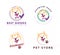 Vector collection of pet shop & store logo insignia with artistic hand drawn watercolor akita dog