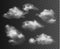 Vector collection of realistic soft transparent clouds isolated on dark background