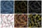 Vector collection of seamless camouflage textures with various prints of car wheels