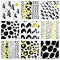 Vector collection of seamless patterns with hand drawn calligraphic brush strokes and dots. Black, white, gold. Good for