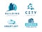 Vector collection of simple stylish flat construction company and architect agency logo designs isolated