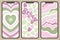 Vector collection of three smartphone screens in pastel colors. Groovy.