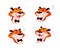 Vector collection of tiger character portraits, smile and happy, greeting, wink, pleased isolated.