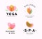 Vector collection of transparent beauty, spa, and yoga symbols in light colors isolated on white background.