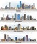 Vector collection of United States city skylines: Dallas, Houston, San Antonio and Denver