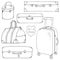 Vector Collection of vintage sketch suitcases.