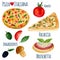 Vector collection of watercolor pizza illustration isolated. Italiana menu set