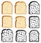 vector collection of white bread slices