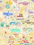 Vector color auto pattern, doodle lines, colorful grunge background