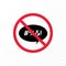 Vector color bad speech language icon illustration. Red crossed out talk bubble stop sign with censored text isolated on