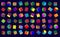 Vector color box pattern cube collection on black background