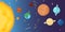 Vector Color Cartoon Illustration - Solar System with Sun and all Planets