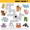 Vector color crossword about colors. What color are animals?