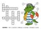 Vector color crossword. Crocodile swimmer with lifebuoy