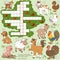 Vector color crossword, education farm animals