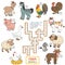 Vector color crossword about farm animals