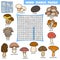 Vector color crossword about mushrooms. Word search puzzle