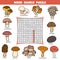 Vector color crossword about mushrooms. Word search puzzle
