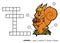 Vector color crossword. Squirrel sitting on a tree stump