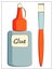 Vector color glue and brush Icon. Flat vector illustration of bottle with glue and brush for web, logo, icon, app, UI