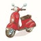 Vector color illustration red scooter, moped