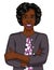 Vector color illustration of successful African American businesswoman isolated from white background