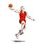 Vector color line sketch basketball player