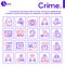 Vector color linear icon banner set of crime