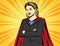 Vector color pop art comic style illustration of a business woman in a super hero costume.